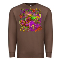 Chestnut Mardi Gras hearts Premium Sweatshirt - HowdyJamesFarm