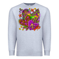 Heather Grey Mardi Gras hearts Premium Sweatshirt - HowdyJamesFarm