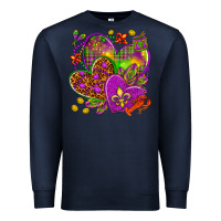 Navy Mardi Gras hearts Premium Sweatshirt - HowdyJamesFarm