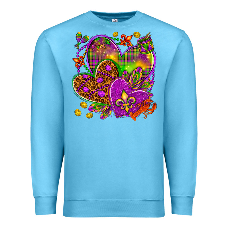 Mardi Gras Hearts Premium Sweatshirt by HowdyJamesFarm | Teevron