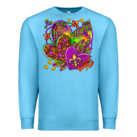 Ocean Blue Mardi Gras hearts Premium Sweatshirt - HowdyJamesFarm