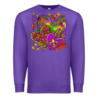 Purple Mardi Gras hearts Premium Sweatshirt - HowdyJamesFarm