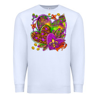 White Mardi Gras hearts Premium Sweatshirt - HowdyJamesFarm
