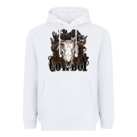 White Simmer down Cowboy Heavyweight Hoodie - HowdyJamesFarm