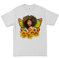Dove Grey butterfly afro woman juneteenth Premium Tee - AdoDesignShop