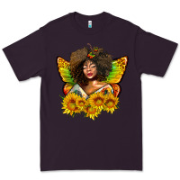 Plum butterfly afro woman juneteenth Premium Tee - AdoDesignShop