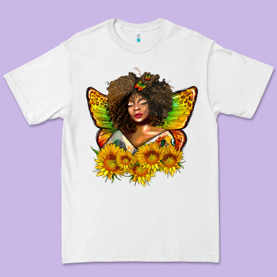 Butterfly Afro Woman Juneteenth Premium Tee Designed By Adodesignshop