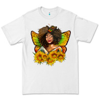 White butterfly afro woman juneteenth Premium Tee - AdoDesignShop