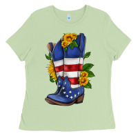 Matcha american cowboy boot with sunflower Ladies Tee - HRA Design Shop