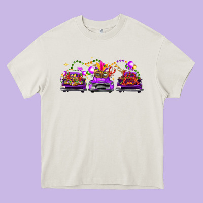 Mardi Gras Farm Trucks Heavy Core Tee Designed By Fadigitalartstudio