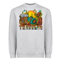 Heather Grey western traveler cowboy Heavyweight Sweatshirt - NancyCooperArtShop