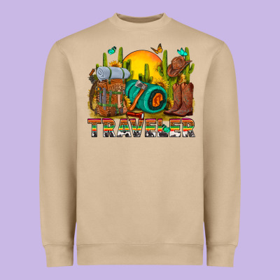 Western Traveler Cowboy Heavyweight Sweatshirt Designed By Nancycooperartshop