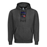 Charcoal Heather American Stars, American Flag Patterned Mom Skull Zipper Hoodie - Bettercallsaul