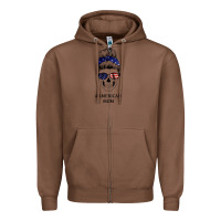 Chestnut American Stars, American Flag Patterned Mom Skull Zipper Hoodie - Bettercallsaul