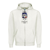 American Stars, American Flag Patterned Mom Skull Zipper Hoodie | Teevron