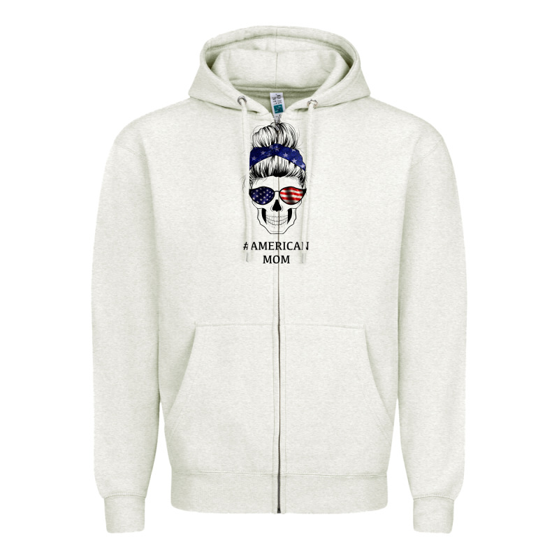 American Stars, American Flag Patterned Mom Skull Zipper Hoodie by Bettercallsaul | Teevron
