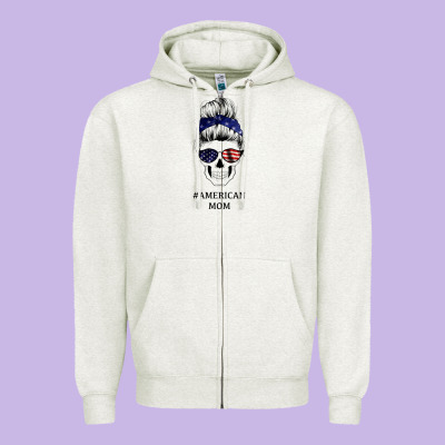 American Stars, American Flag Patterned Mom Skull Zipper Hoodie Designed By Bettercallsaul