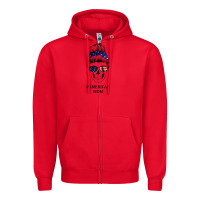 Red American Stars, American Flag Patterned Mom Skull Zipper Hoodie - Bettercallsaul