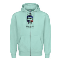Seafoam American Stars, American Flag Patterned Mom Skull Zipper Hoodie - Bettercallsaul