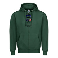 Sports Green American Stars, American Flag Patterned Mom Skull Zipper Hoodie - Bettercallsaul