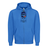 True Royal American Stars, American Flag Patterned Mom Skull Zipper Hoodie - Bettercallsaul