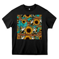 Black sunflower cowhide mom seamless pattern Heavy Core Tee - HRA Design Shop