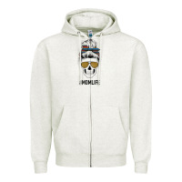 Oatmeal Heather Western Glitter Aztec Patterned Mom Skull Zipper Hoodie - Bettercallsaul