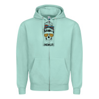 Seafoam Western Glitter Aztec Patterned Mom Skull Zipper Hoodie - Bettercallsaul