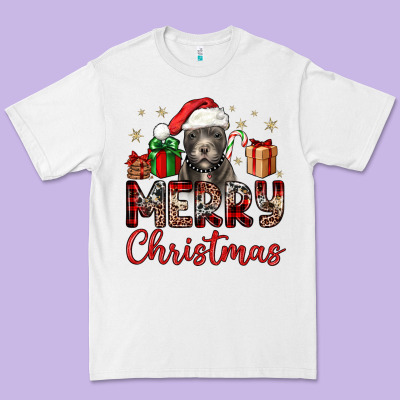 Merry Christmas Pitbull Premium Tee Designed By Jahusdesignshop