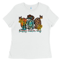 White happy easter egg western Ladies Tee - RacoonDesign