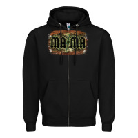 Black Camouflage Patterned Mama Tried Zipper Hoodie - Bettercallsaul