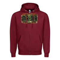 Burgundy Camouflage Patterned Mama Tried Zipper Hoodie - Bettercallsaul