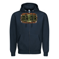 Navy Camouflage Patterned Mama Tried Zipper Hoodie - Bettercallsaul