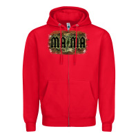 Red Camouflage Patterned Mama Tried Zipper Hoodie - Bettercallsaul