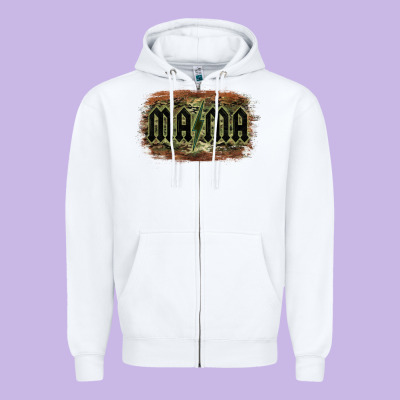 Camouflage Patterned Mama Tried Zipper Hoodie Designed By Bettercallsaul