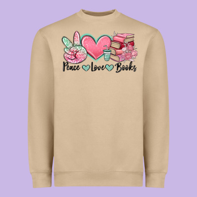 Peace Love Books Heavyweight Sweatshirt Designed By Maliassmallbusiness