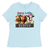 Baby Blue happy easter heifer Ladies Tee - RacoonDesign