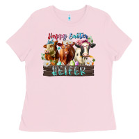 Bubblegum Pink happy easter heifer Ladies Tee - RacoonDesign