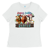 White happy easter heifer Ladies Tee - RacoonDesign