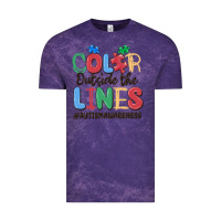 Cloud Purple color outside the lines autism awareness Vintage Tee - MaliasSmallBusiness