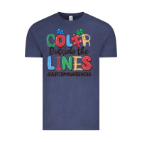 Vintage Denim color outside the lines autism awareness Vintage Tee - MaliasSmallBusiness