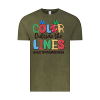 Vintage Olive color outside the lines autism awareness Vintage Tee - MaliasSmallBusiness