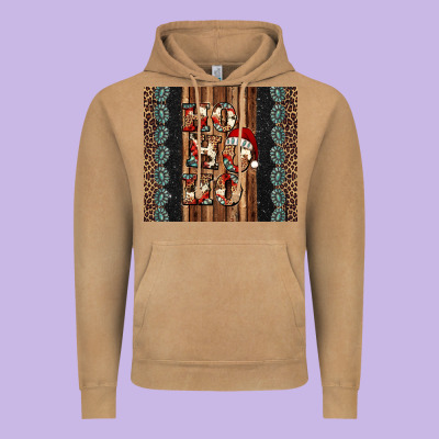 Ho Ho Ho Western Christmas Vintage Hoodie Designed By Jasminsmagicworld