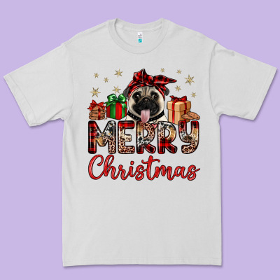 Merry Christmas Pug Premium Tee Designed By Jahusdesignshop