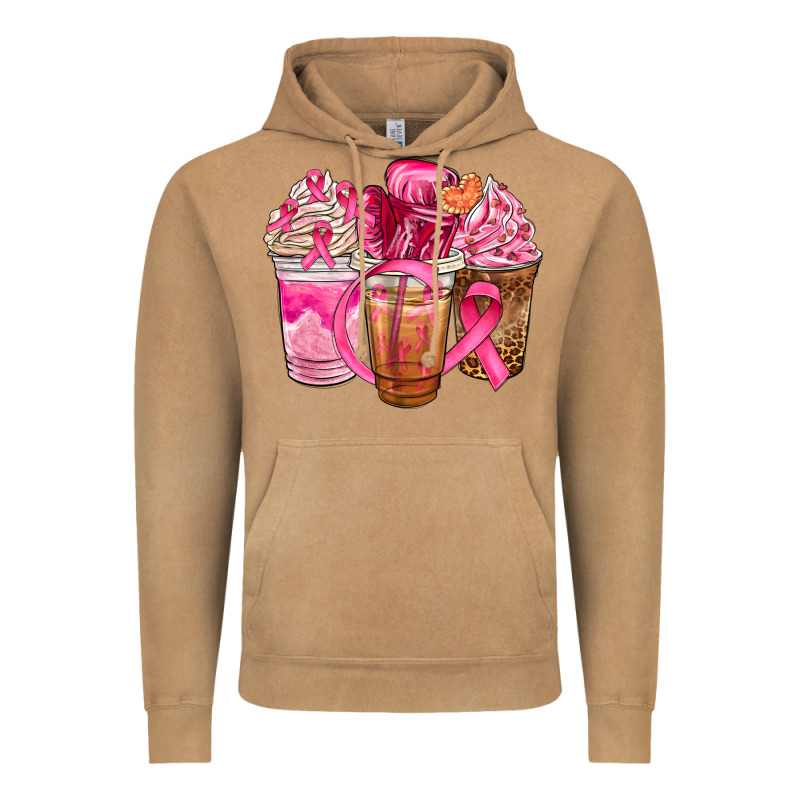 Breast Cancer Coffee Cups Vintage Hoodie by NancyCooperArtShop | Teevron