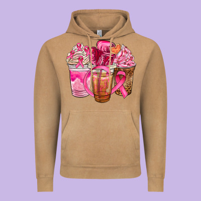 Breast Cancer Coffee Cups Vintage Hoodie Designed By Nancycooperartshop