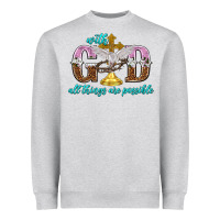 Heather Grey with god all things are possible Heavyweight Sweatshirt - NancyCooperArtShop