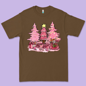 Pink Christmas Trees With Gift Box Bbs Premium Tee Designed By Bundleandbundleshop