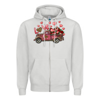 Dove Grey love truck with roses and leopard Zipper Hoodie - RanaPortraitStore