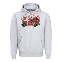 Heather Grey love truck with roses and leopard Zipper Hoodie - RanaPortraitStore